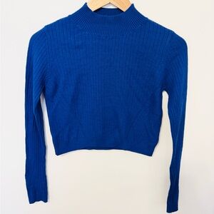 Top Shop Cobalt Blue Cropped Ribbed Sweater